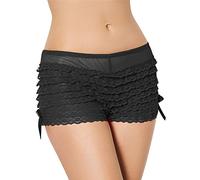 Yummy Bee - Bragas Encaje con Volantes - Pantalone Culote Boy Shorts - Disfraz - Talla Grande (46, Negro)
