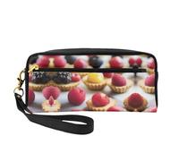Yummy Bites - Bolsa de maquillaje pequeña de piel con estampado - Neceser de viaje para mujer, bolsa de cosméticos reutilizable con cremallera