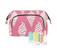 Yummy - Bolsa de maquillaje de viaje impermeable para mujer, diseño de helado, color melocotón, monedero para artículos de tocador, bolsas de viaje para monedas de mujer, Yummy Ice Cream Peach