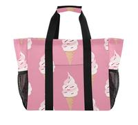 Yummy - Bolsa plegable de lona a prueba de arena, color melocotón y helado, Yummy Ice Cream Melocotón, 1 size, Moda
