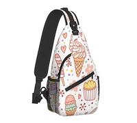 Yummy Ice Cream Pattern Sling Bag para Mujeres Hombres, Crossbody Shoulder Bags Casual Sling Backpack Chest Bag Travel Senderismo Mochila para Exteriores