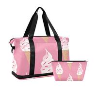 Yummy Ice Cream Peach - Bolsa de mano y equipaje con bolsillo para mojado y correa ajustable, bolsa de gimnasio para deportes, gran capacidad para hombres y mujeres