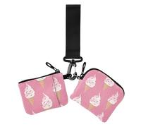Yummy Ice Cream Peach - Carteras dobles para mujer, delgadas, portátiles, organizadoras de dinero con correa de muñeca para uso diario, 2 unidades, Delicioso melocotón helado, 1 size, Casual