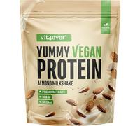 Yummy Vegan Protein Almond Milkshake - Batido proteico vegetal con 24,7 g de proteína por porción a partir de aislado de haba (fava) con BCAA y aminoácidos - 908 g