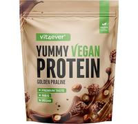 Yummy Vegan Protein Golden Nougat Praline - Batido proteico vegetal con 24,7 g de proteína por porción a partir de aislado de haba (fava) con BCAA y aminoácidos - 908 g