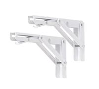 YUMORE Escuadras Abatibles 200mm,Soporte de Estante Plegable Pesado Blanco Escuadras para Estanterias de Pared Bisagras Mesa Plegable Bricolaje Ahorrar Espacio, Carga Máxima 136Kg, 2Pcs