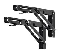 YUMORE Escuadras Abatibles 250mm,Soporte de Estante Plegable Pesado Negro Escuadras para Estanterias de Pared Bisagras Mesa Plegable Bricolaje Ahorrar Espacio, Carga Máxima 150Kg, 2Pcs