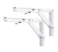 YUMORE Escuadras Abatibles 300mm,Soporte de Estante Plegable Pesado Blanco Escuadras para Estanterias de Pared Bisagras Mesa Plegable Bricolaje Ahorrar Espacio, Carga Máxima 150Kg, 2Pcs