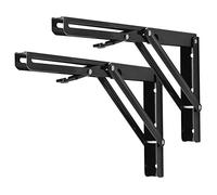 YUMORE Escuadras Abatibles 300mm,Soporte de Estante Plegable Pesado Negro Escuadras para Estanterias de Pared Bisagras Mesa Plegable Bricolaje Ahorrar Espacio, Carga Máxima 150Kg, 2Pcs
