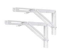 YUMORE Escuadras Abatibles 400mm,Soporte de Estante Plegable Pesado Blanco Escuadras para Estanterias de Pared Bisagras Mesa Plegable Bricolaje Ahorrar Espacio, Carga Máxima 150Kg, 2Pcs