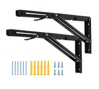 YUMORE Escuadras Abatibles 400mm,Soporte de Estante Plegable Pesado Negro Escuadras para Estanterias de Pared Bisagras Mesa Plegable Bricolaje Ahorrar Espacio, Carga Máxima 150Kg, 2Pcs