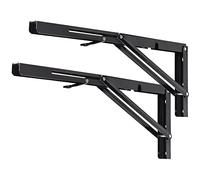 YUMORE Escuadras Abatibles 450mm,Soporte de Estante Plegable Pesado Negro Escuadras para Estanterias de Pared Bisagras Mesa Plegable Bricolaje Ahorrar Espacio, Carga Máxima 150Kg, 2Pcs