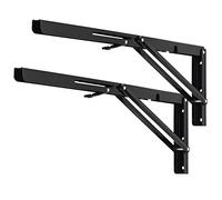 YUMORE Escuadras Abatibles 550mm,Soporte de Estante Plegable Pesado Negro Escuadras para Estanterias de Pared Bisagras Mesa Plegable Bricolaje Ahorrar Espacio, Carga Máxima 150Kg, 2Pcs
