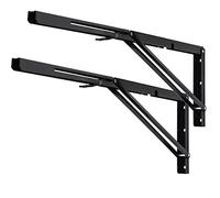 YUMORE Escuadras Abatibles 600mm,Soporte de Estante Plegable Pesado Negro Escuadras para Estanterias de Pared Bisagras Mesa Plegable Bricolaje Ahorrar Espacio, Carga Máxima 150Kg, 2Pcs