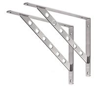 YUMORE Escuadras para Estanterias Pesados 400x280 mm Soportes de Estanterías Pared Resistente Acero Inox Escuadras Angulos para Estantes Baldas de Madera,con Tornillos,Carga Máx 200Kg,2pcs