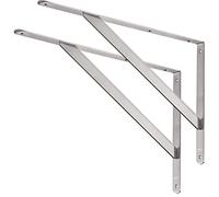 YUMORE Escuadras para Estanterias Pesados 500x340 mm Soportes de Estanterías Pared Resistente Acero Inox Escuadras Angulos para Estantes Baldas de Madera,con Tornillos,Carga Máx 250Kg,2pcs