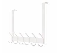 YUMORE Perchero para Puerta 2,1cm Blanco Colgador de Puerta con 12 Ganchos Acero Inoxidable Ganchos de Puerta sin taladrar Perchero Storage para Baño Pasillo Dormitorio, Puerta Espesor 1,7-2,1 cm