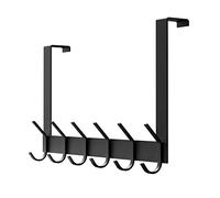 YUMORE Perchero para Puerta 45mm Colgador de Puerta con 12 Ganchos Acero Inoxidable Perchero Percha para Colgar Chaquetas Ropa Toallas Bolsos Almacenamiento para Baño Pasillo Dormitorio, Negro Mate