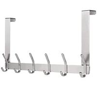 YUMORE Perchero para Puerta 45mm Colgador de Puerta con 12 Ganchos Acero Inoxidable Perchero Percha para Colgar Chaquetas Ropa Toallas Bolsos Almacenamiento para Baño Pasillo Dormitorio, Plateado