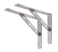 YUMORE Soporte de estante de 8 pulgadas, soporte de estante sólido de acero inoxidable resistente, soporte en L de ángulo recto, carga máxima: 220 libras, paquete de 2