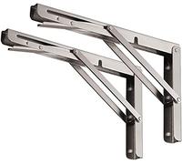 YUMORE Soporte de Estante Plegable 590mm,2 Piezas Escuadras Abatibles de alta resistencia Acero Inox Soportes Pared Mesa Flotante Bisagras Escuadras para Estanterias Bricolaje, Carga Máxima 150Kg