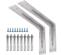 YUMORE Soporte de estante resistente de 14 x 8 x 2 pulgadas, 1/5 pulgadas, soportes en L sólidos extra gruesos de acero inoxidable para barra de encimera, soportes de soporte superior para montaje