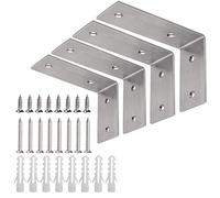 YUMORE Soportes en L resistentes, 5 x 3 x 1.8 pulgadas, soportes de estante de acero inoxidable montados en la pared para estantes flotantes, granja industrial, incluye hardware, paquete de 4