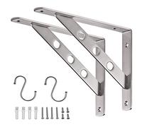 YUMORE Soportes para Estantes Pesados 250x180 mm Escuadras de Estanterías Acero Inox Soportes Estantes Triangulares Montaje en Pared Resistente Estantes Soporte, con Tornillos, Carga Máx 150Kg, 2Pcs