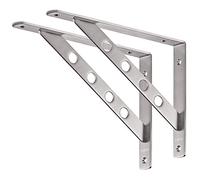 YUMORE Soportes para Estantes Pesados 300x200 mm,Escuadras para Estanterias Acero Inox Soportes Estantes Triangulares Bisagras Mesa Flotante de Pared DIY Soportes,con Tornillos,Carga Máx 180Kg, 2Pcs