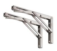 YUMORE Soportes plegables de 12 pulgadas, carga máxima: 330 libras, soporte plegable de acero inoxidable resistente para mesa de trabajo, soporte de bricolaje para ahorro de espacio, paquete de 2