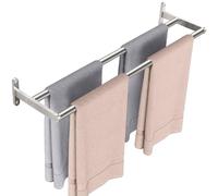 YUMORE Toalleros de Baño Toalleros Dobles 60CM Toallero de Barra Pared de Acero Inoxidable 2 Barras Toallero con Tornillos Almacenamiento para Toallas Cocina y Baño, Cepillado