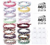 YumSur 16 pulseras de la amistad, pulseras tejidas, pulseras trenzadas hechas a mano ajustables, pulseras de amistad hechas a mano, pulsera multicolor, talla única, Poliéster, No es una piedra