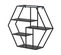 Yumyolk Estantería de Pared, hexágono estanteria baño Pared, estanteria Pared Cocina, estanteria Negro Pared de Metal Sala de Estar Deco Vintage Industrial