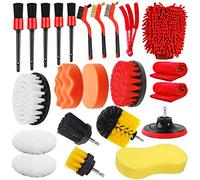 Yumzeco 23 in 1 Set de Limpieza para el Cuidado Llantas con Cepillos para Detalles del Auto,Set de Cuidado el Auto, Cepillo Destornillador Inalámbrico,Almohadilla Aplicadora Cera,Paños Microfibra