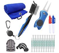 Yumzeco Kit De Limpieza para Palos De Golf, Cepillo Limpiador De Ranura para Golf, Toalla,20 Piezas Tees, Herramienta De Divot,Herramienta De Marcador Línea De Pelota