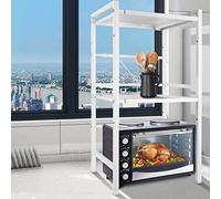 YUMZXIN - Soporte extensible de metal para horno de microondas de 2 capas, rejilla para horno de microondas, acero al carbono, extensible (40/64 x 36,5 x 78 cm), color blanco