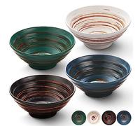YUN TAO Juego de 4 cuencos de porcelana para ramen, 8 pulgadas, estilo japonés para sopa de fideos, ramen, Udon, Miso, Thai y Pho, aptos para lavavajillas y microondas