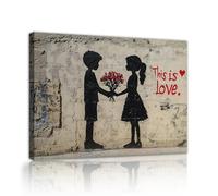 YUNART Arte mural de grafiti grande Arte mural abstracto de pintar grafiti chico y chica Esta es pintura de amor para dormitorio Salón 30x45cm Cuadro interior