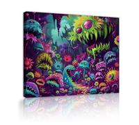 YUNART Cuadros De Monster Forest Para Dormitorio Animales Con Dientes Afilados Cuadros Cuadros Estirados y Marcos Lienzos para Sala de Juegos 40x50cm Bastidor interior