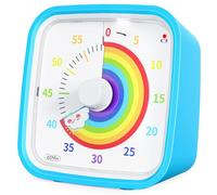 Yunbaoit Arco Iris Disco Temporizador Visual con Caso Protector, 60 Minutos Cuenta atrás Temporizador para niños y Adultos, Herramienta de gestión de Tiempo silencioso sin Ticking(Arco Iris Azul)