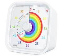 Yunbaoit Arco Iris Disco Temporizador Visual con Caso Protector, 60 Minutos Cuenta atrás Temporizador para niños y Adultos, Herramienta de gestión de Tiempo silencioso sin Ticking(Arco Iris Blanco)