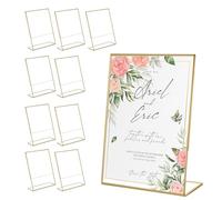 YunBey 10 Piezas Soporte Metacrilato A5 Expositor Metacrilato A5 con Borde Dorado Transparente Soporte de Acrílico Porta Menús para Boda Restaurante Hotel Tienda