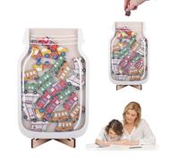 YunBey Tarro de Recompensa Tarro de Recompensa de Automóviles de Madera Frasco de Recompensa Personalizado para el Hogar y el Clase Niños Niñas (Color)