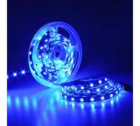 YUNBO 12V Tira de luces LED 5M Azul 460nm Flexible PCB Negro 5050SMD 300LEDs Brillo Alto Strip Light IP20 Iluminación interior y luces decorativas