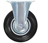 YunCangg 8 ruedas fijas de goma de 125 mm con revestimiento de zinc, marco de hierro resistente, capacidad de carga máxima de 100 kg, ideal para taller, almacén, producción, transporte de materiales y