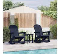 YunCangg Adirondack - Juego de 2 mecedoras para jardín, color azul marino, HDPE, con mesa, salón, terraza, balcón, resistente a la intemperie, para relajarse y asar al aire libre