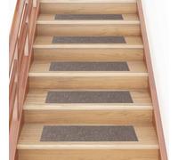 YunCangg Alfombrillas autoadhesivas para escalones, 15 unidades, 76 x 20 cm, color beige, antideslizantes, para escaleras de madera, interiores y escaleras de caracol, protección y seguridad, lavables