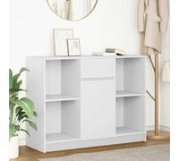 YunCangg Aparador con cajón blanco de madera 101 x 35 x 76 cm, espacio de almacenamiento, muebles para salón y comedor, versátil, con dos estantes y puerta para orden y organización