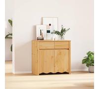YunCangg Aparador Drammen roble madera maciza de pino 79 x 43 x 75,5 cm con 2 puertas, muebles modernos para sala de estar y comedor, amplio armario de cocina buffet para almacenamiento elegante
