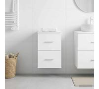 YunCangg Armario de baño con 2 cajones y tiradores plateados, de madera, color blanco, 30 x 35 x 50 cm